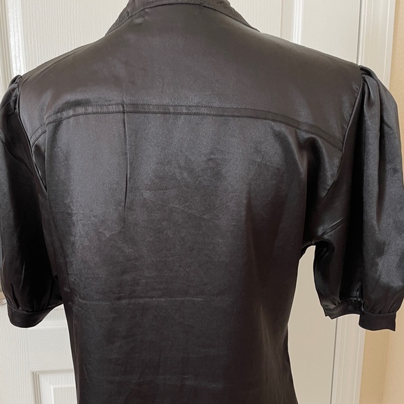 Black Button Down Blouse with Beautiful Bow - Picture 8 of 14